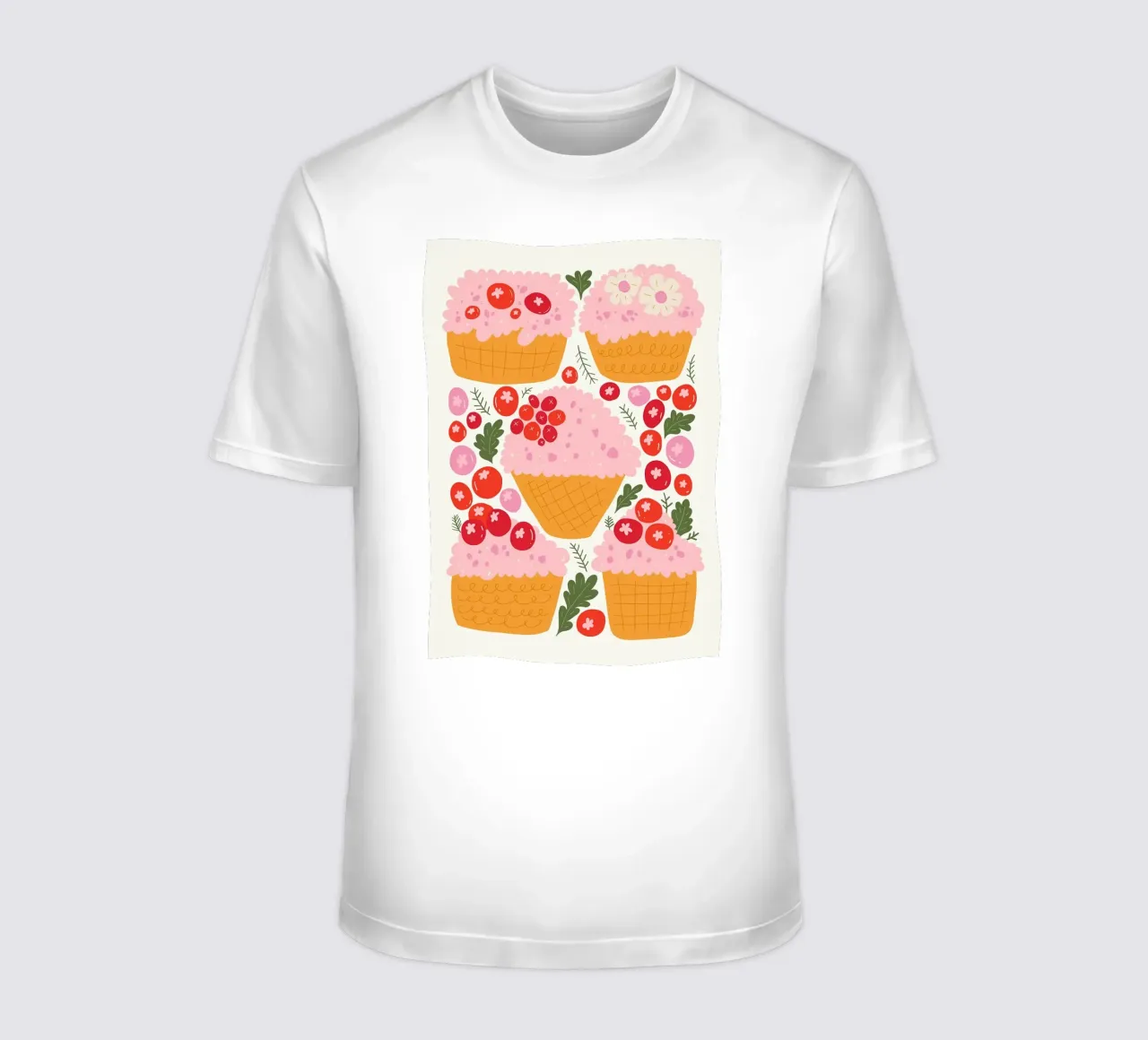 Cupcake carini con frutti di bosco t-shirt da bazi