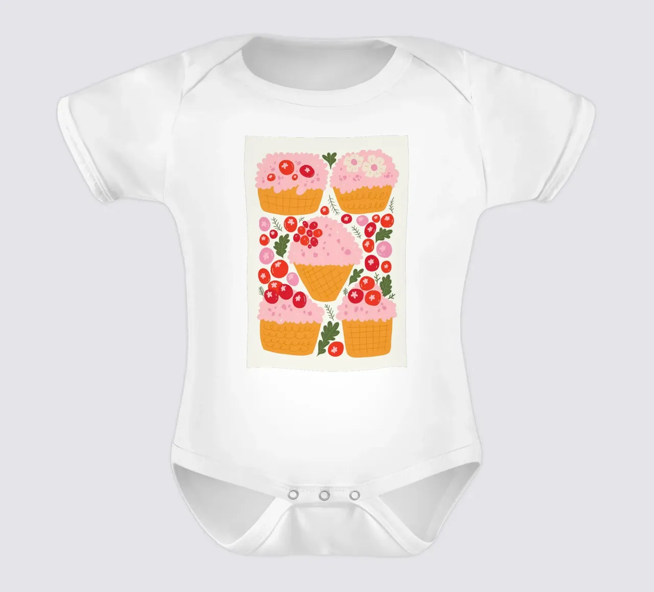 Cupcake carini con frutti di bosco body neonato maniche corte da bazi