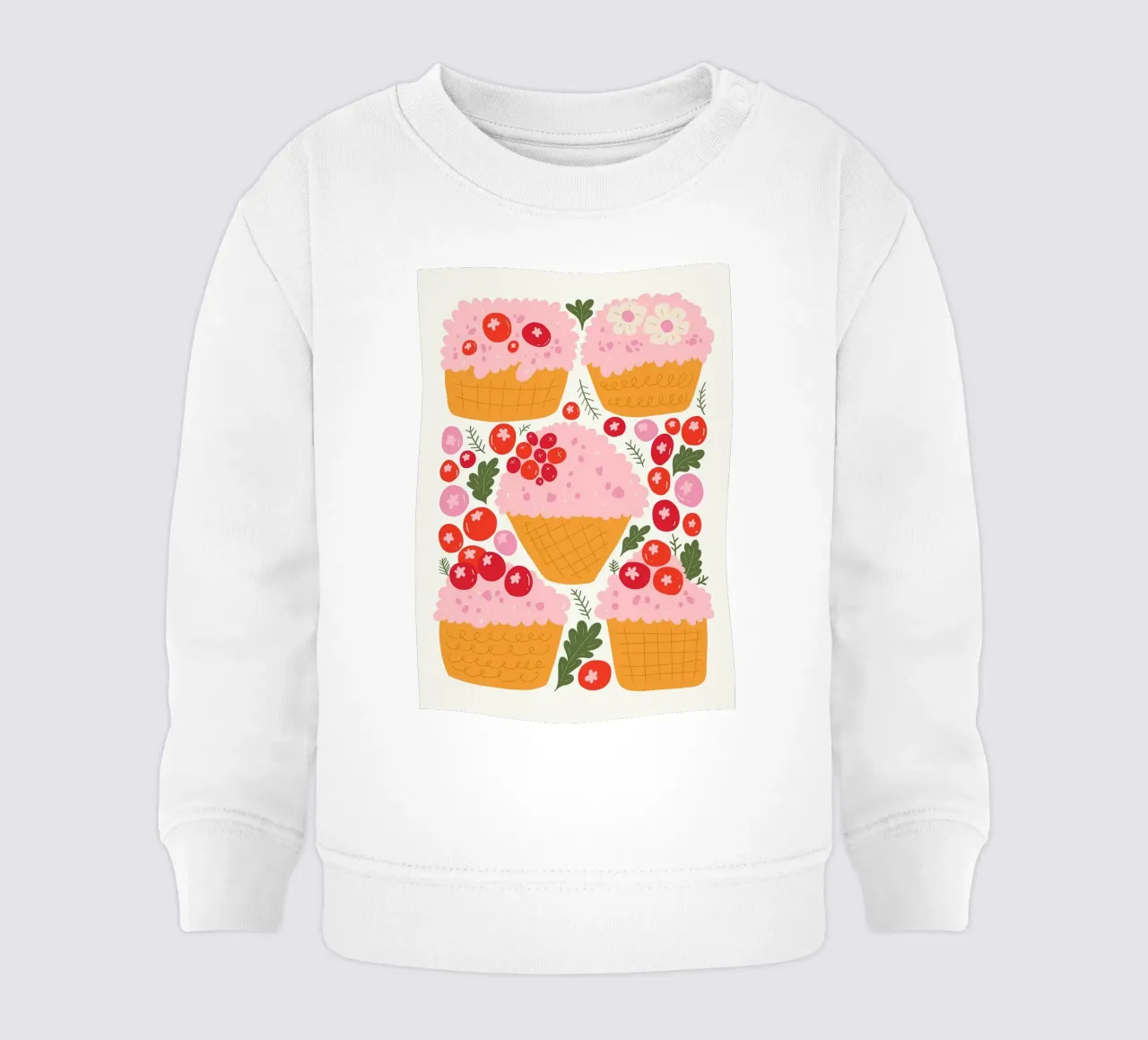 Cupcake carini con frutti di bosco felpa neonato da bazi