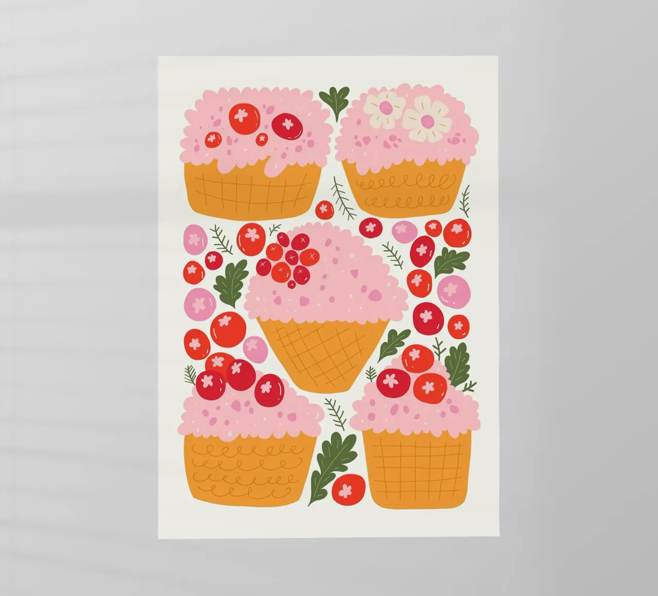 Cupcake carini con frutti di bosco pellicola backlit da bazi