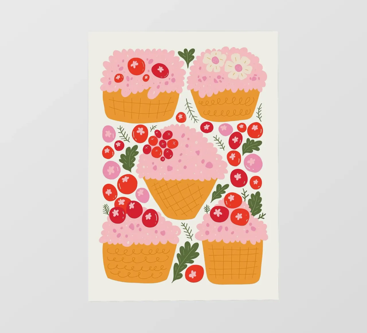 Cupcake carini con frutti di bosco pellicola backlit da bazi