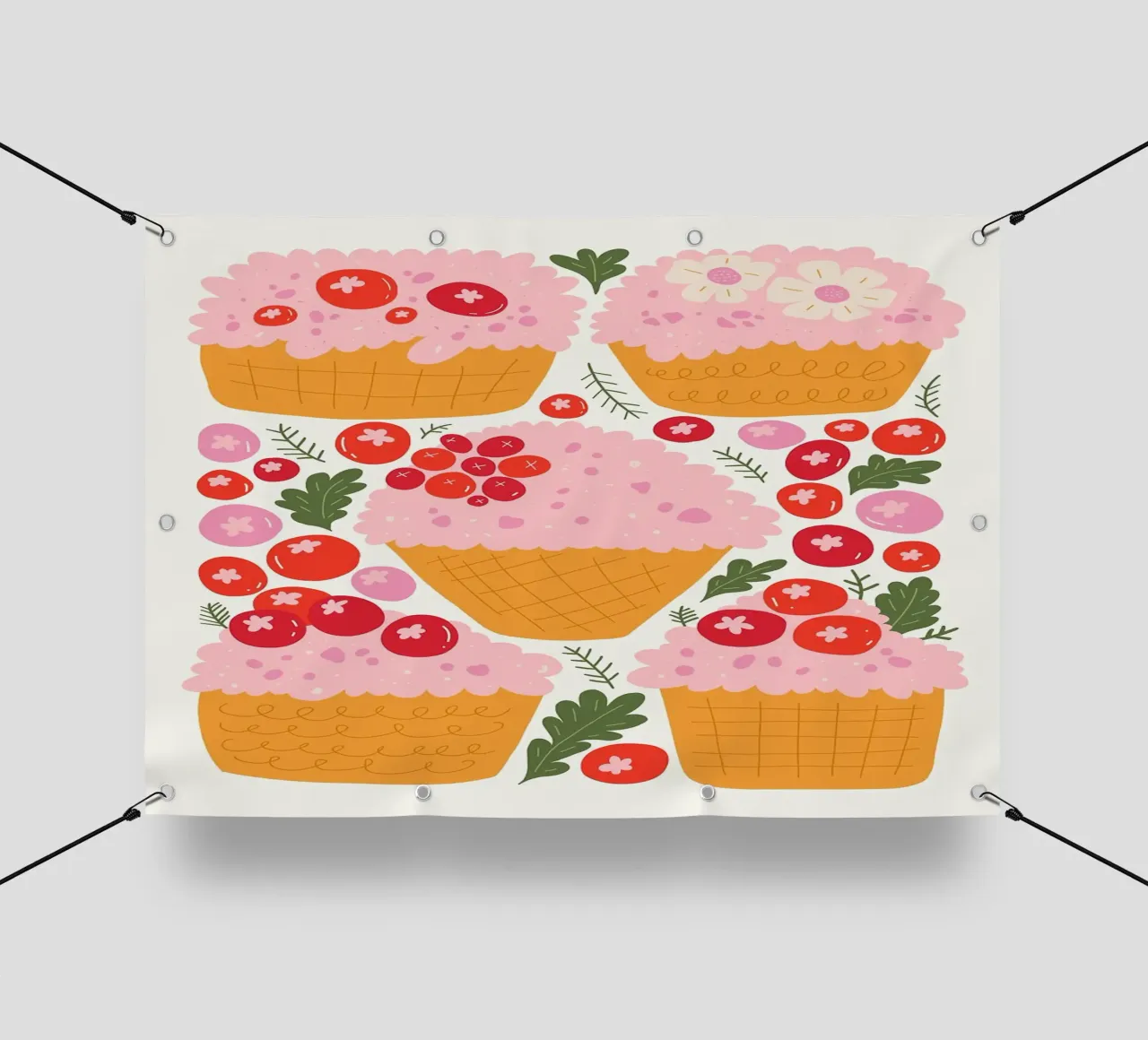 Cupcake carini con frutti di bosco telo in pvc da bazi