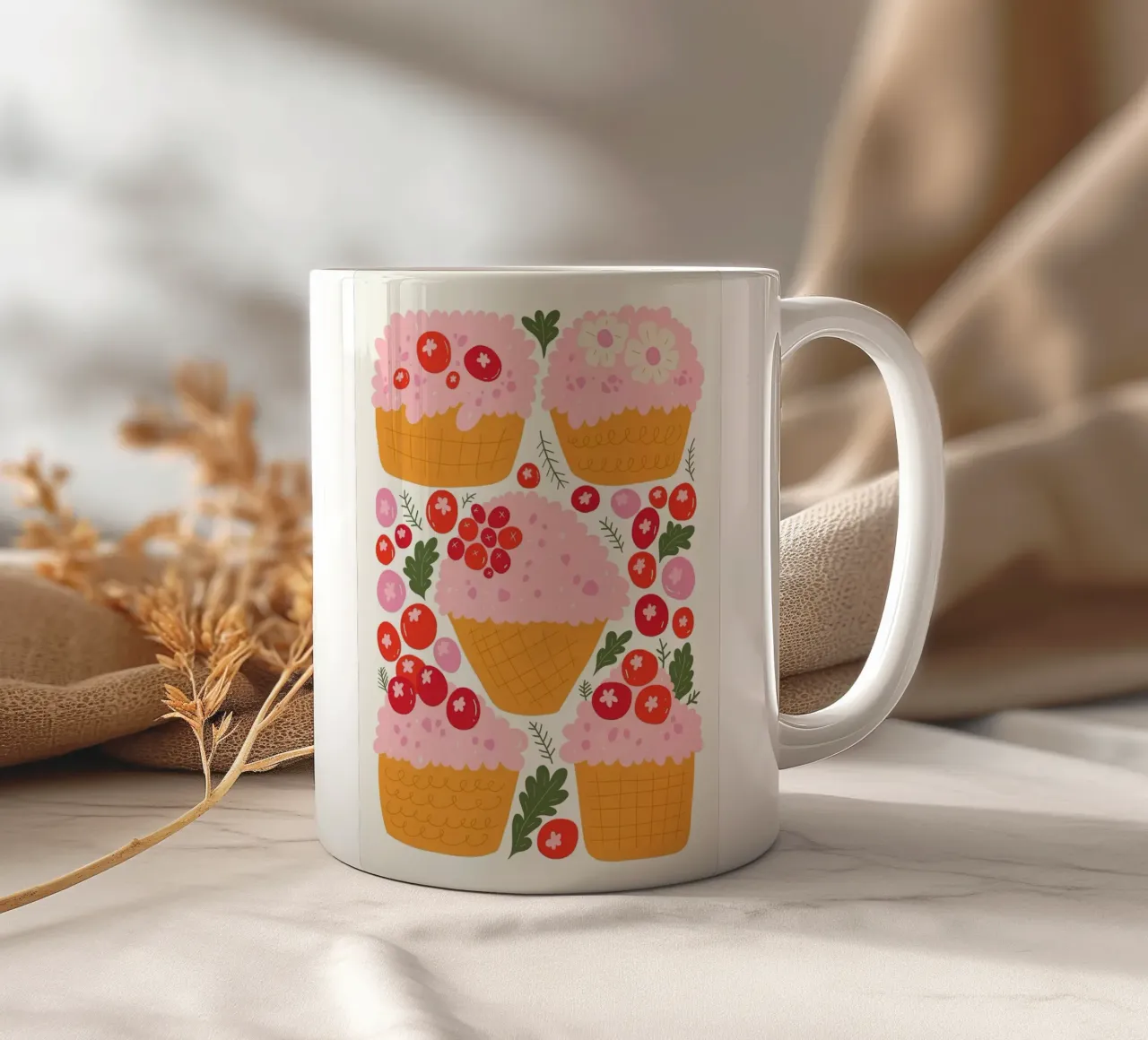Cupcake carini con frutti di bosco tazza in ceramica da bazi