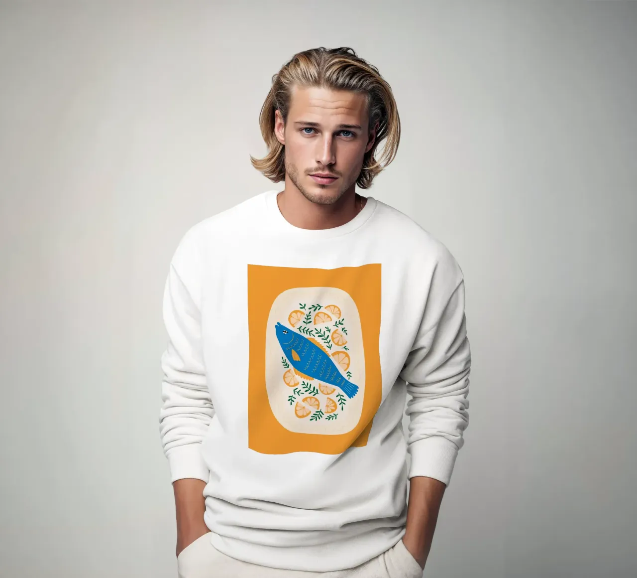 Blauer Fisch mit Zitrone Sweatshirt von bazi