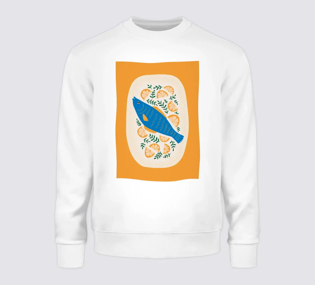 Blauer Fisch mit Zitrone Sweatshirt von bazi
