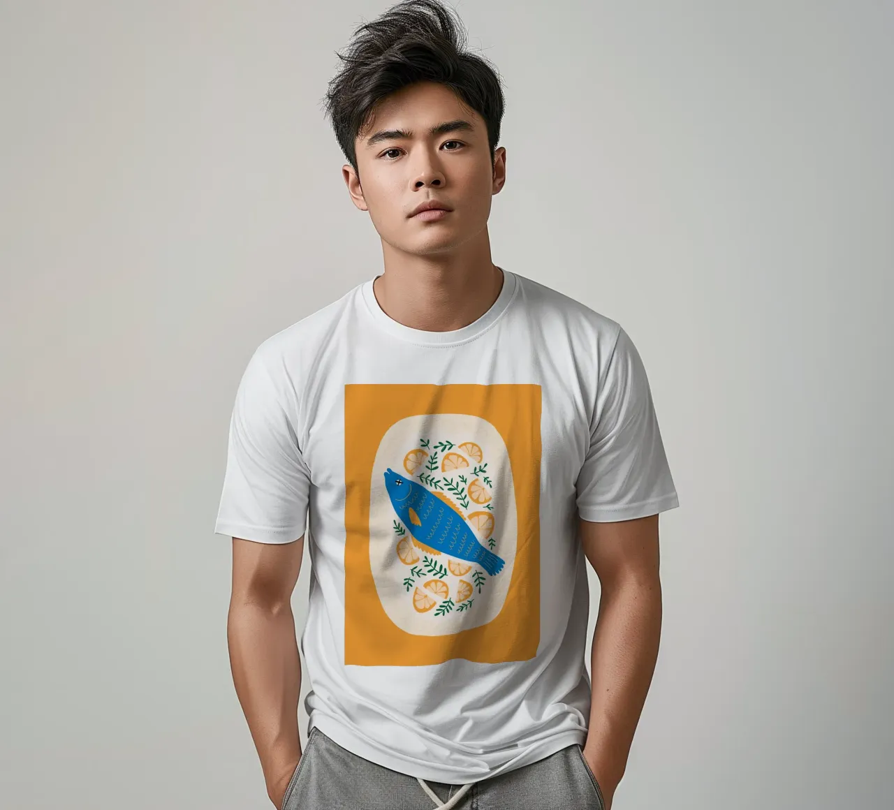 Pesce azzurro al limone t-shirt da bazi