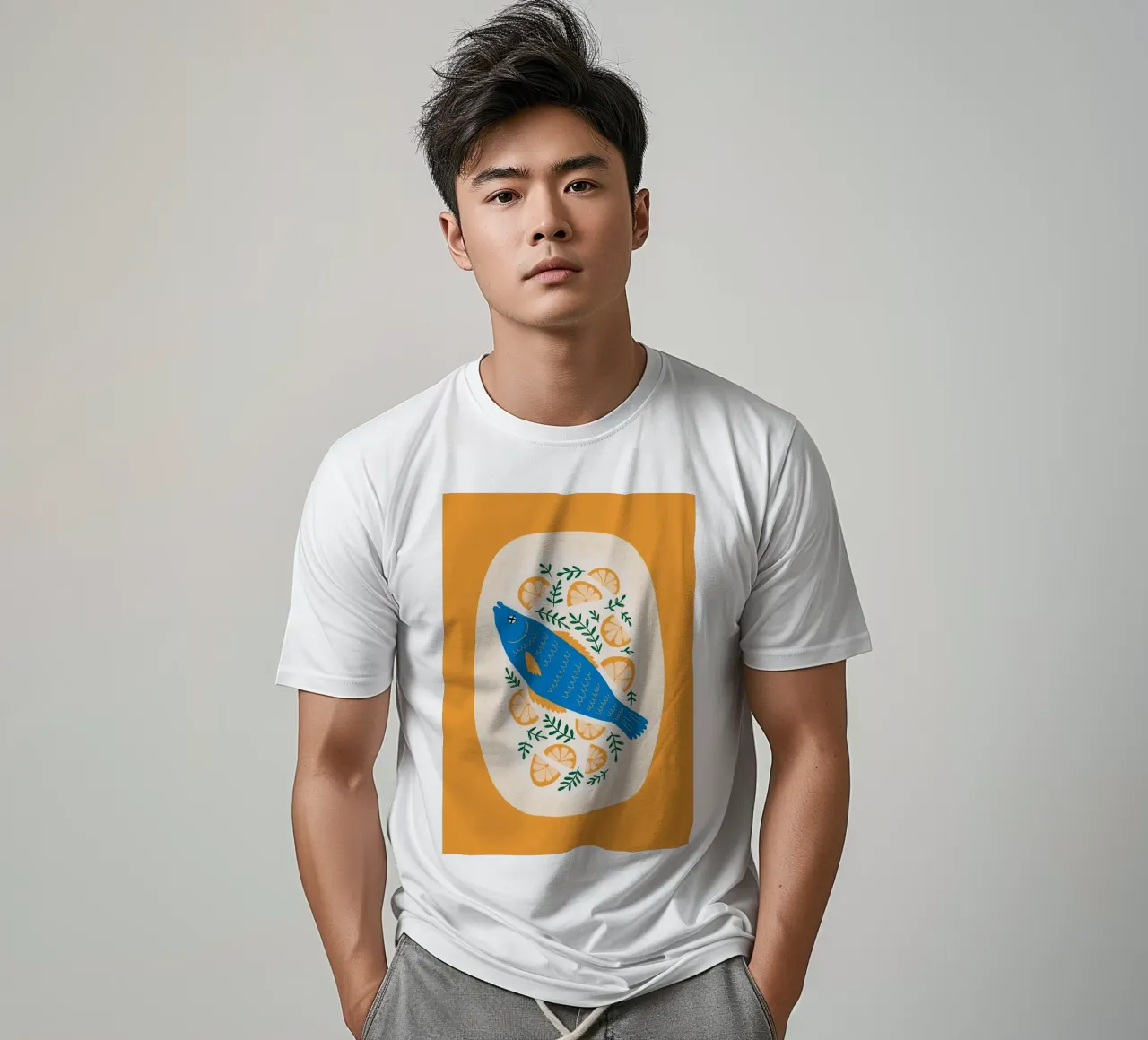 Blauer Fisch mit Zitrone T-Shirt von bazi