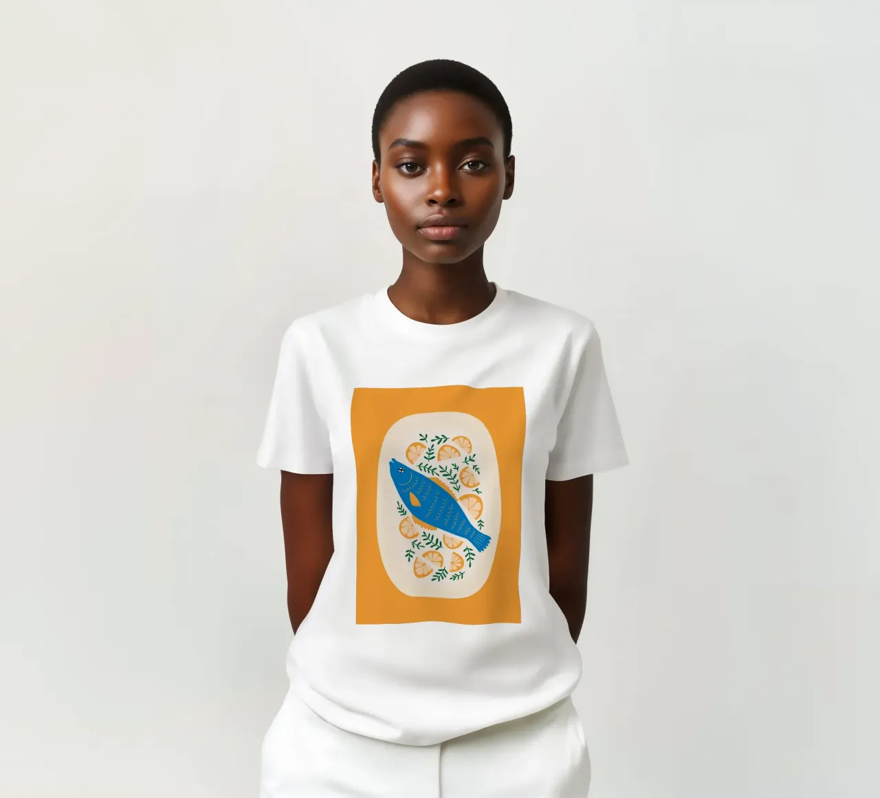 Blauer Fisch mit Zitrone T-Shirt von bazi