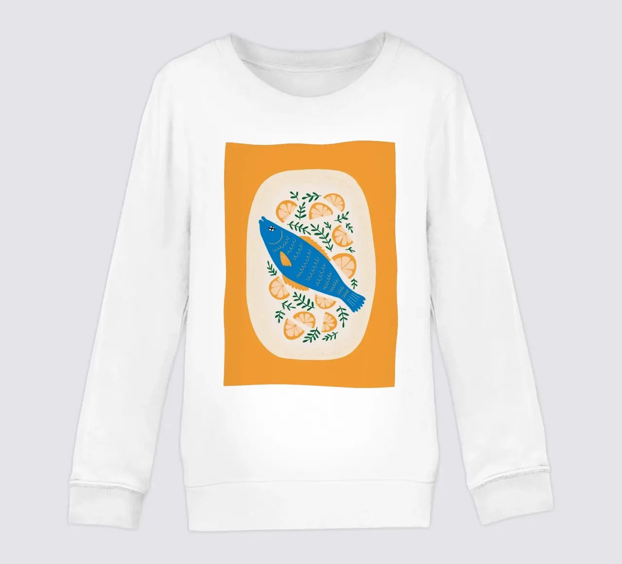Blauer Fisch mit Zitrone Kinder Sweatshirt von bazi
