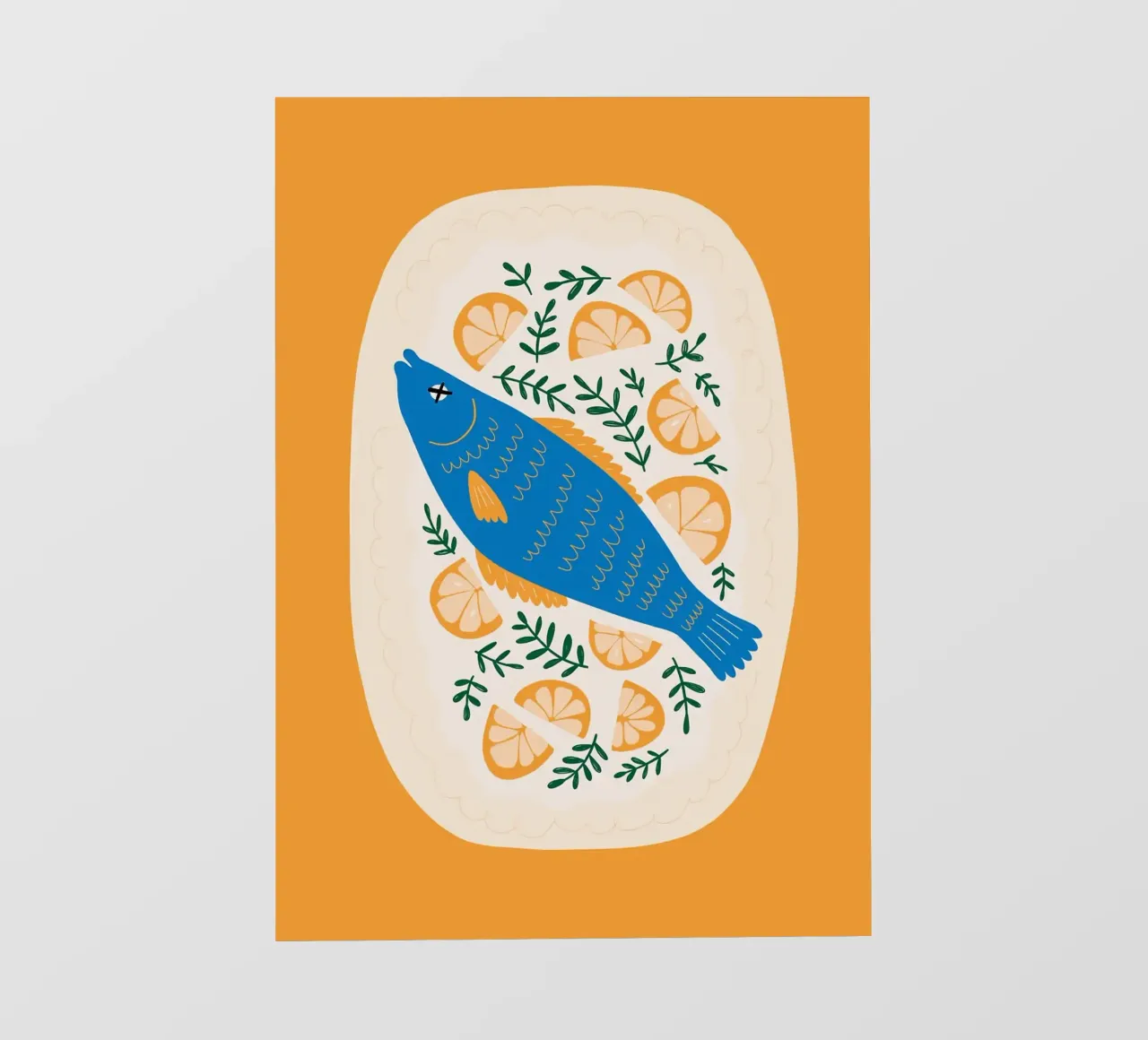 Blauer Fisch mit Zitrone PVC Plane von bazi