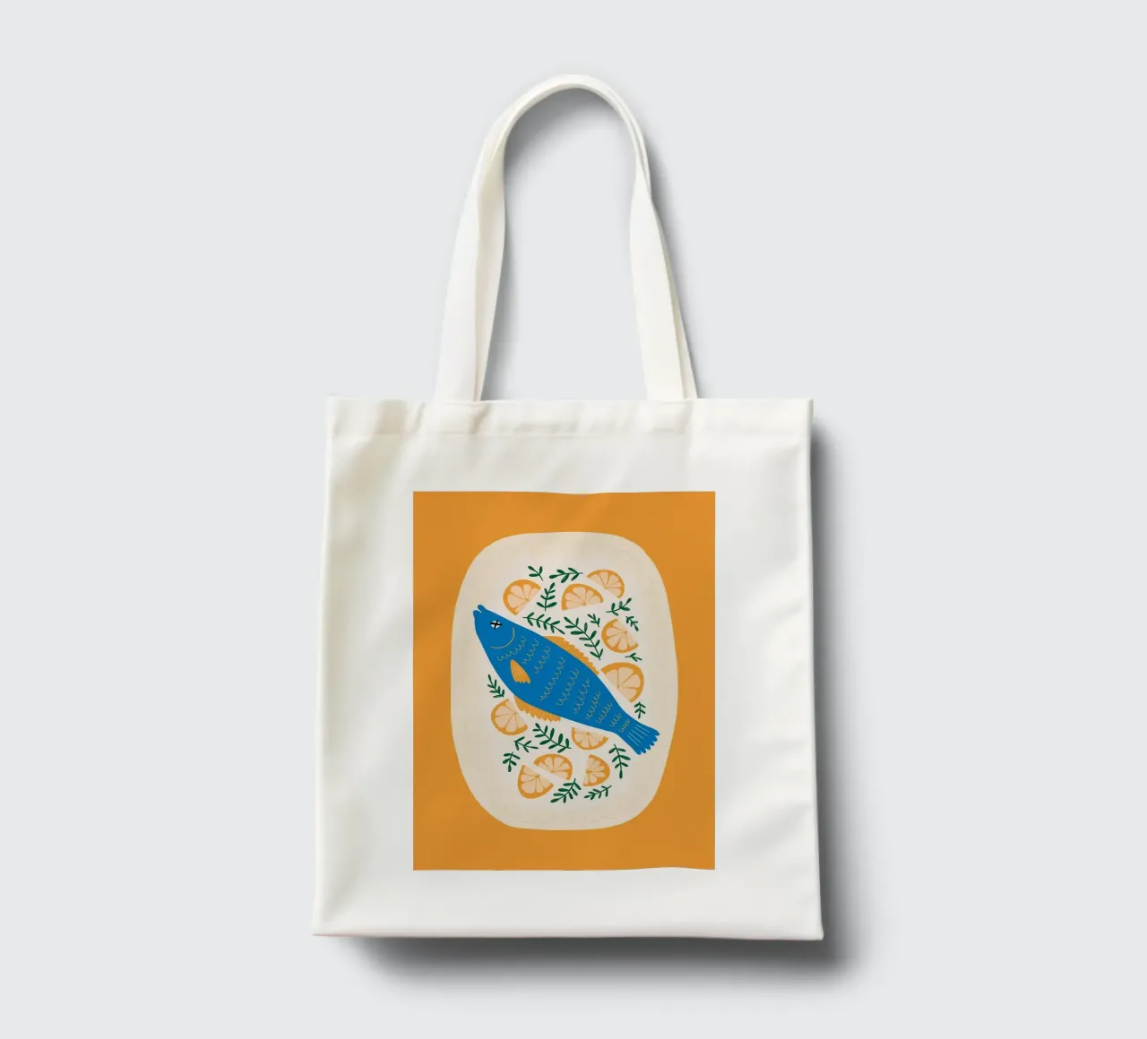 Blauer Fisch mit Zitrone Jutebeutel von bazi