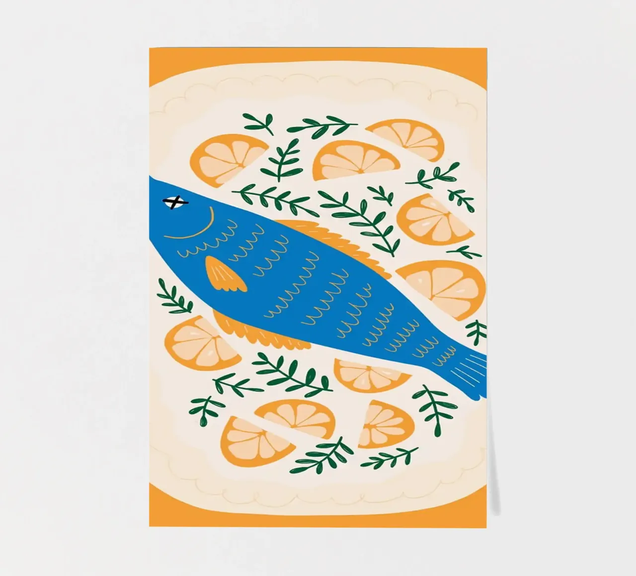 Blauer Fisch mit Zitrone Stickerbogen von bazi