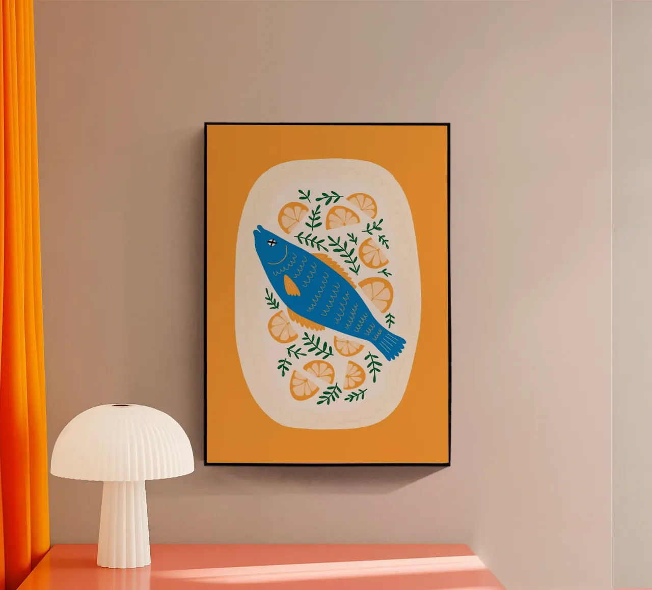 Blauer Fisch mit Zitrone Acryl-Glas von bazi