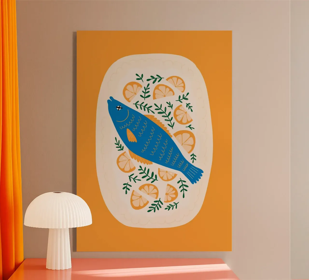 Blauer Fisch mit Zitrone Acryl-Glas von bazi