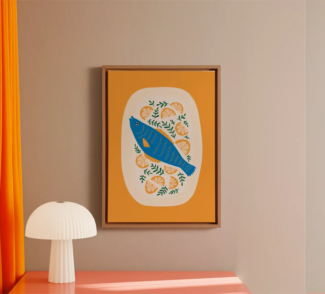 Blauer Fisch mit Zitrone Leinwand von bazi