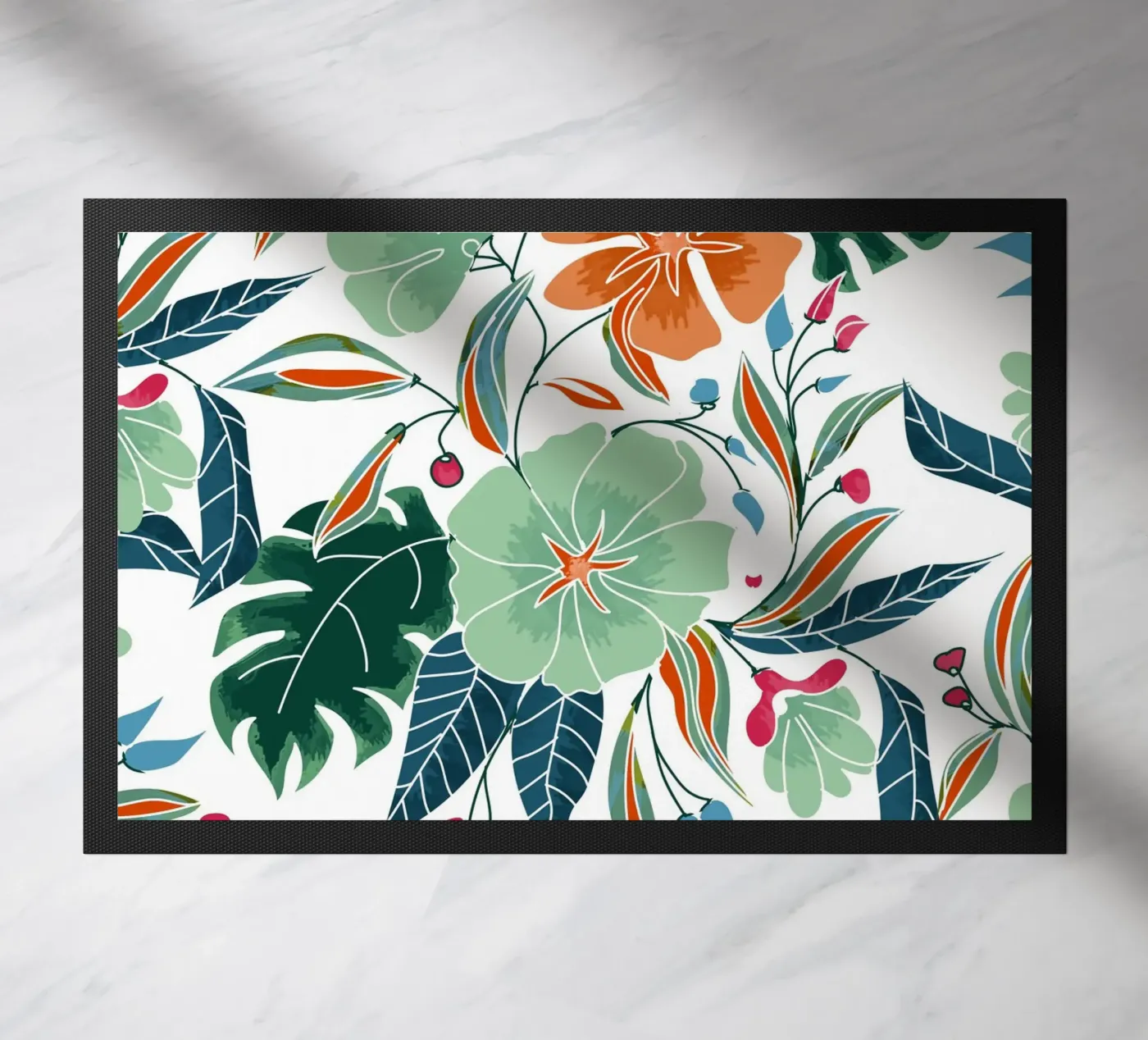 Mint + Rust Florals doormat by 83oranges.com