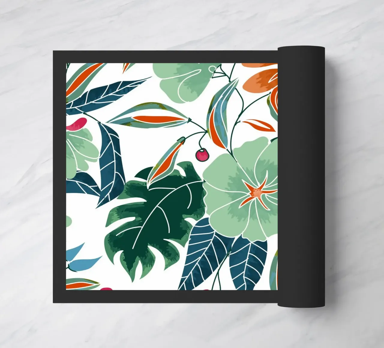 Mint + Rust Florals doormat by 83oranges.com