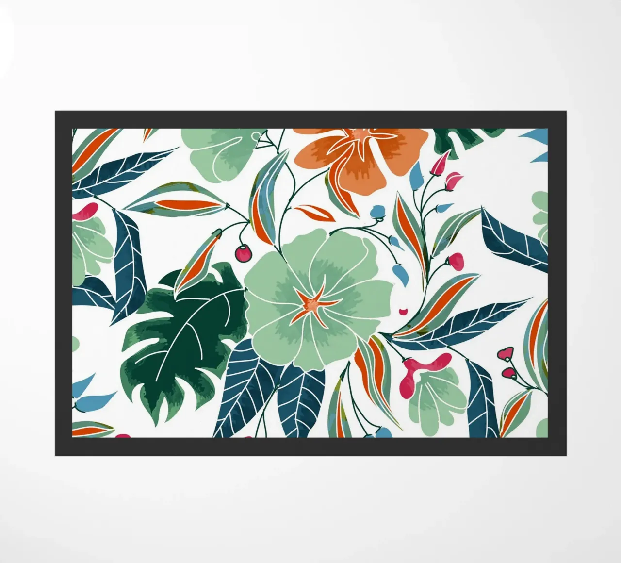 Mint + Rust Florals doormat by 83oranges.com