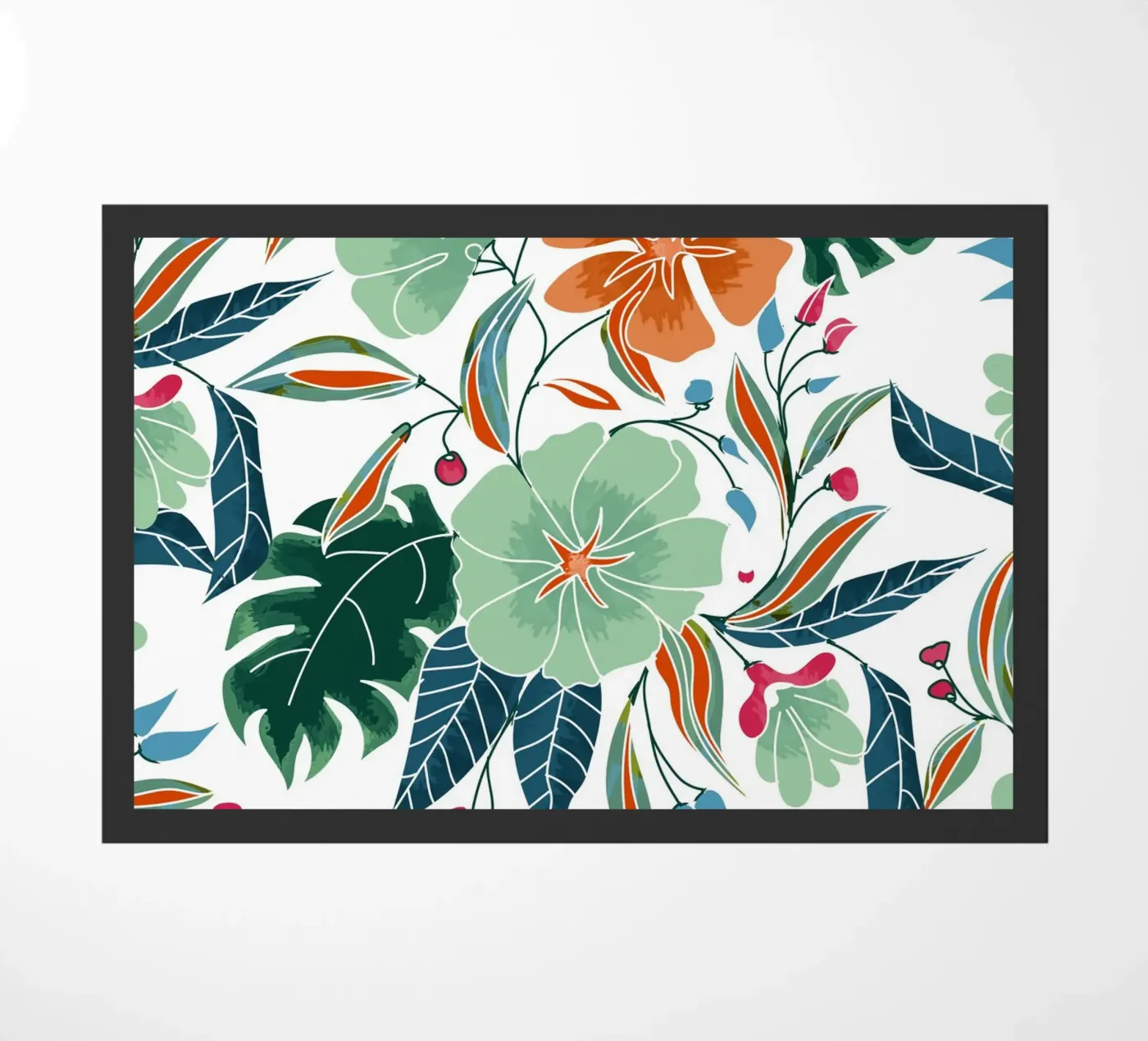 Mint + Rust Florals deurmat van 83oranges.com