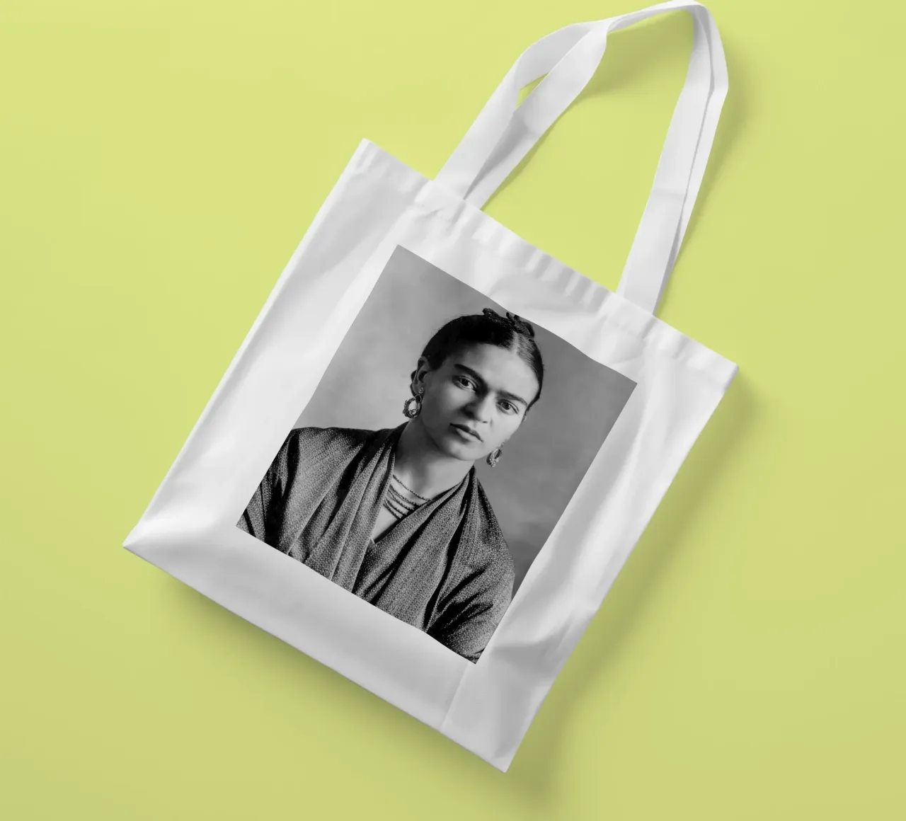Lo sguardo intensamente espressivo di Frida Kahlo borsa in juta da blacsteel