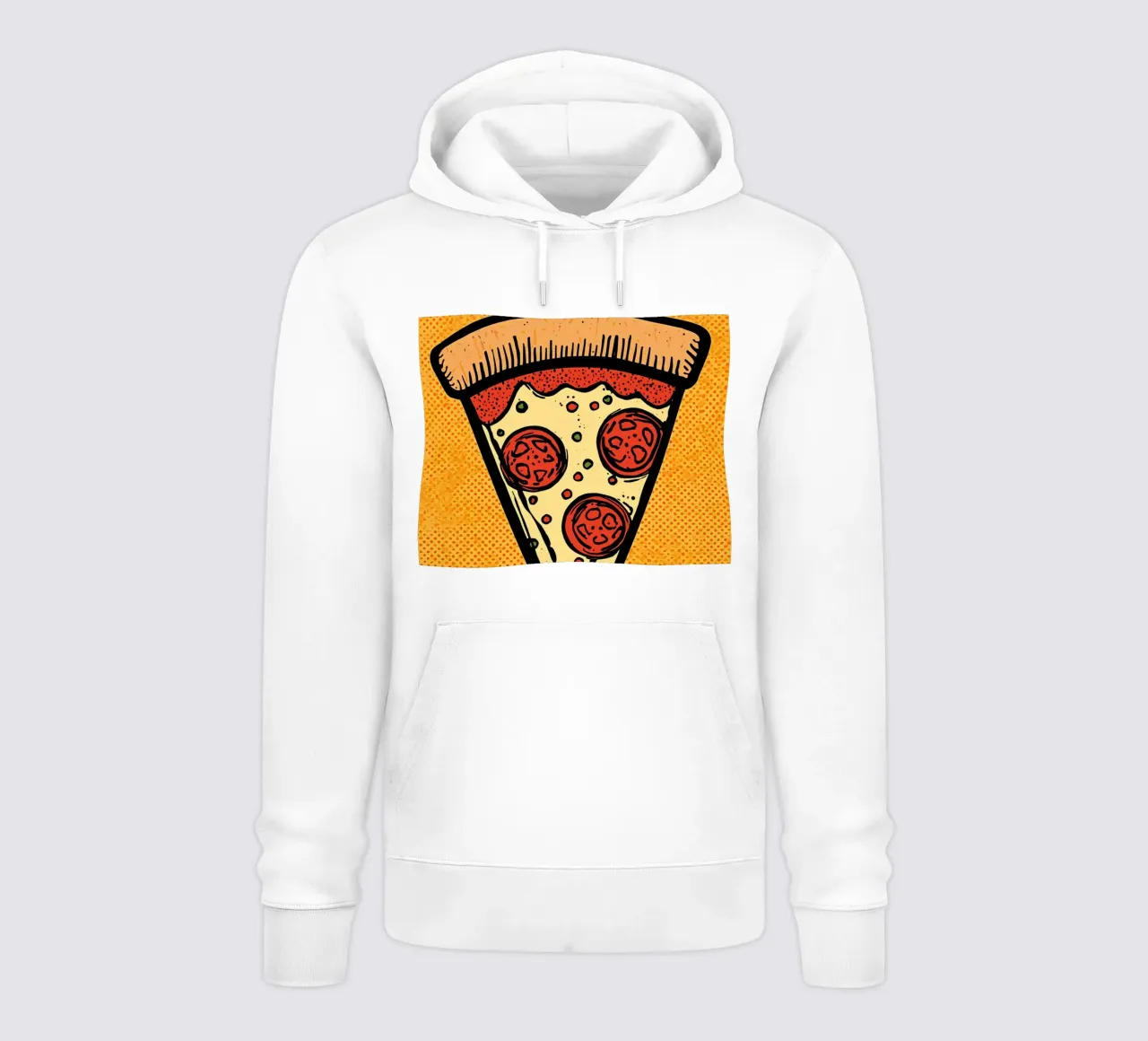 Pop-Art Fetta di pizza al salame su sfondo a pois felpa con cappuccio da DesignDoodle