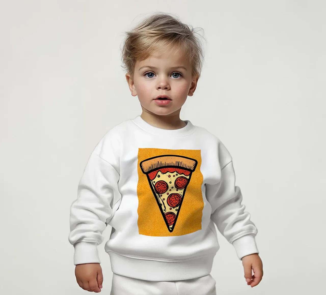 Pop-Art Fetta di pizza al salame su sfondo a pois felpa neonato da DesignDoodle