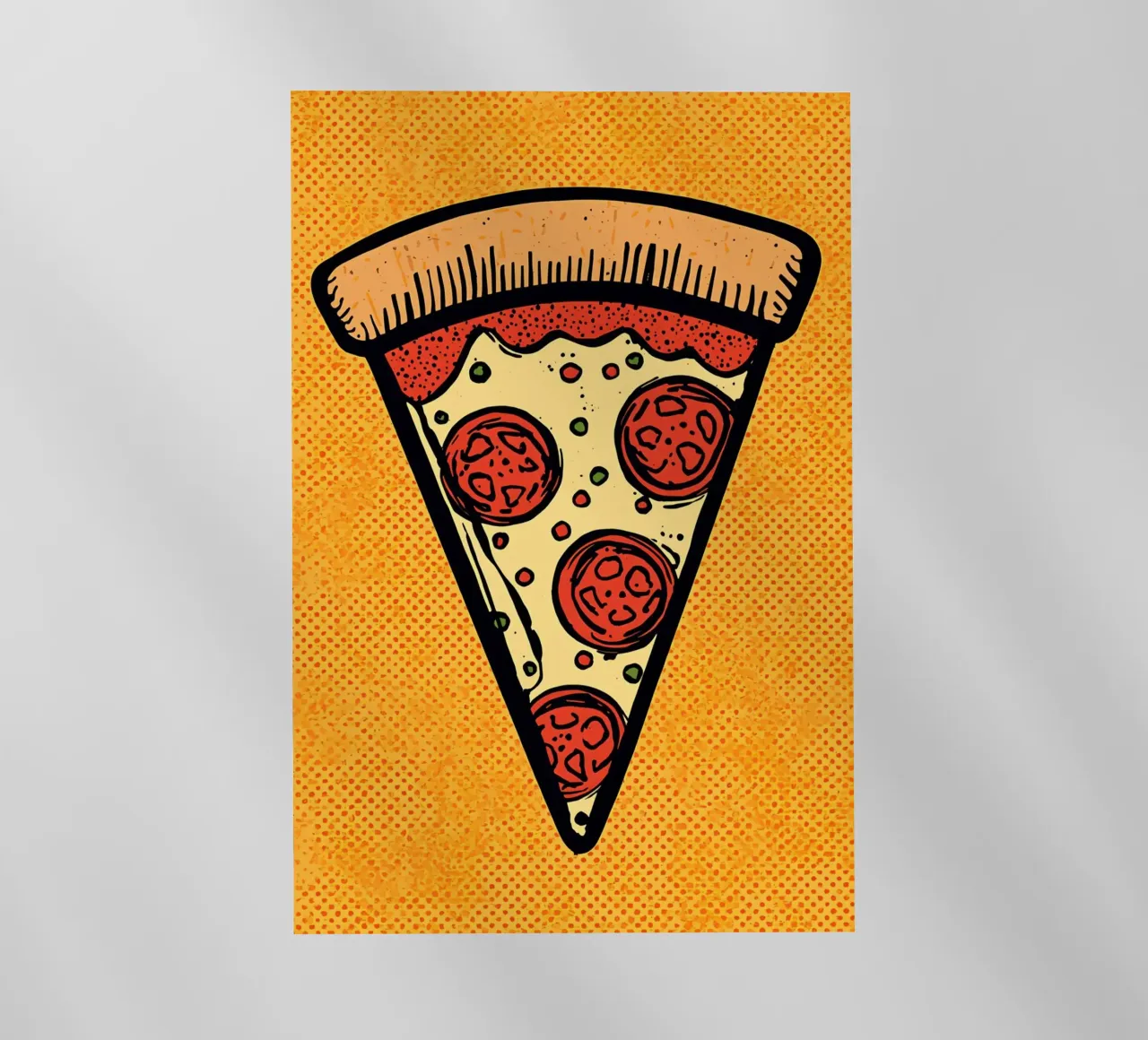 Pop-Art Fetta di pizza al salame su sfondo a pois pellicola backlit da DesignDoodle