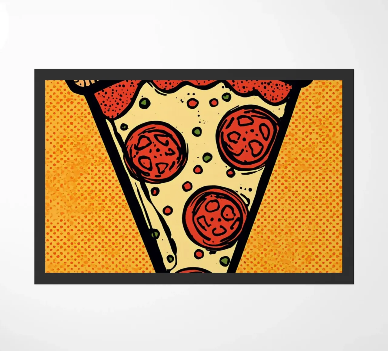 Pop-Art Fetta di pizza al salame su sfondo a pois zerbino da DesignDoodle