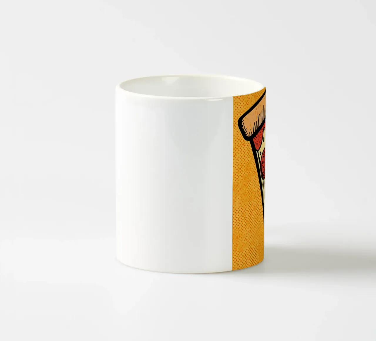 Pop-Art Fetta di pizza al salame su sfondo a pois tazza in ceramica da DesignDoodle
