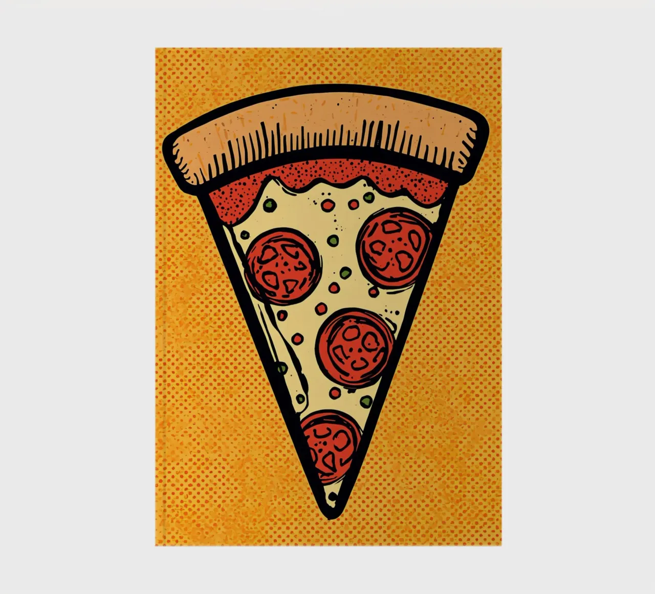 Pop-Art Pepperoni Pizza Slice on Polka Dot Background notebook by DesignDoodle