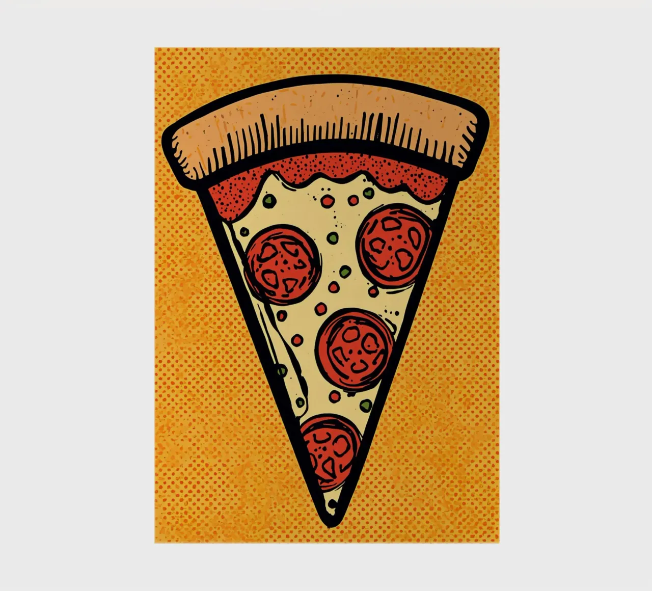 Pop-Art Peperoni-Pizza-Scheibe auf gepunktetem Hintergrund Notizbuch von DesignDoodle