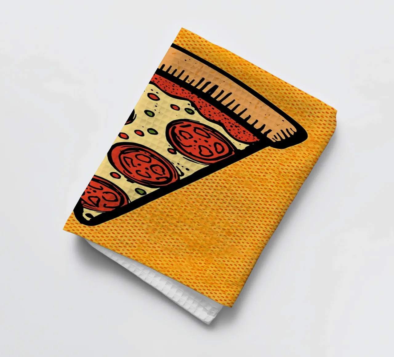 Pop-Art Fetta di pizza al salame su sfondo a pois canovaccio da cucina da DesignDoodle