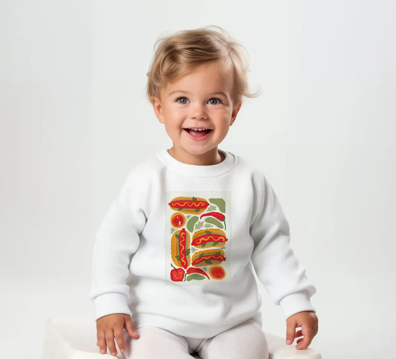 Ilustración de un perrito caliente sudadera de bebé de bazi