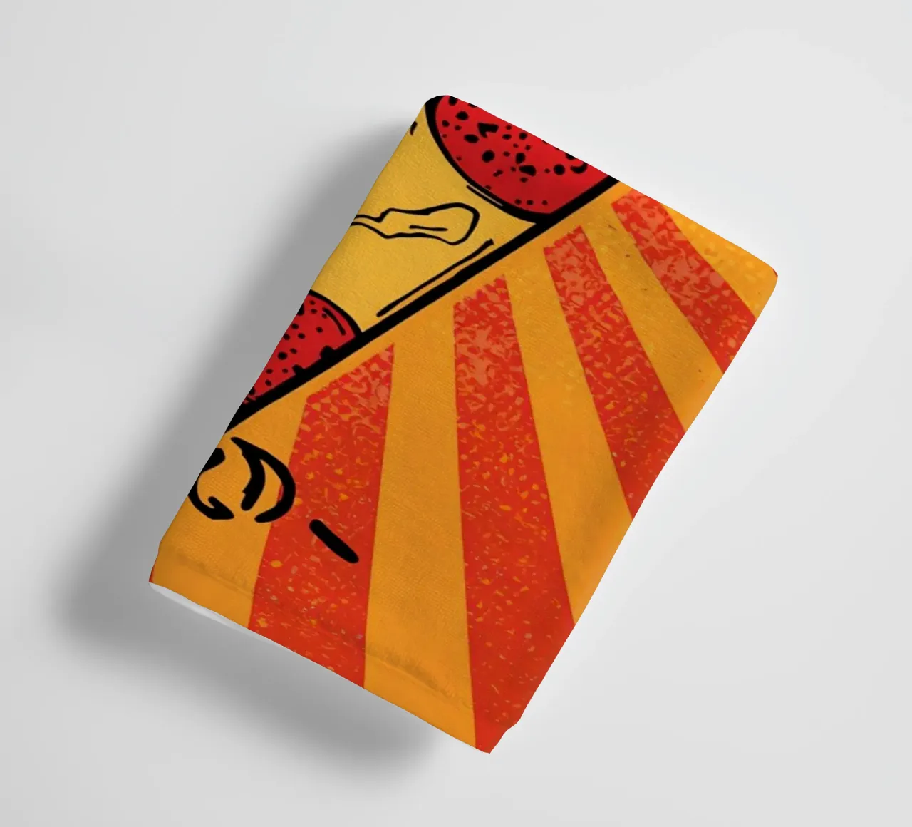 Pepperoni Pizza Slice with Sunburst Background towel by DesignDoodle