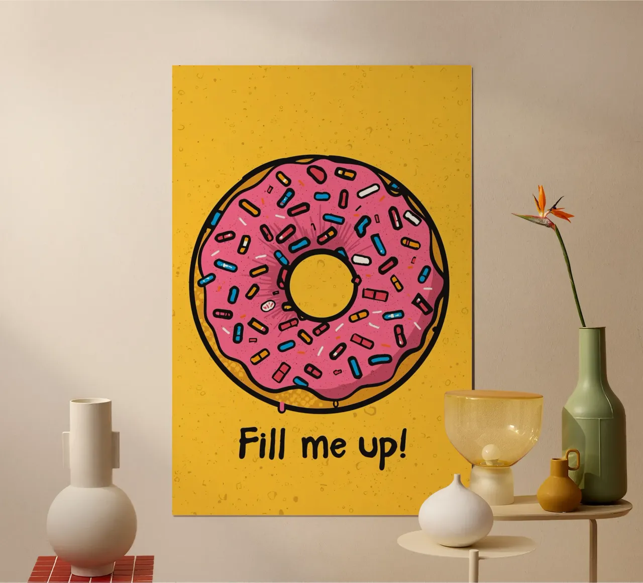 Donut escarchado rosa con chispitas "Fill Me Up !" hahnemühle de DesignDoodle