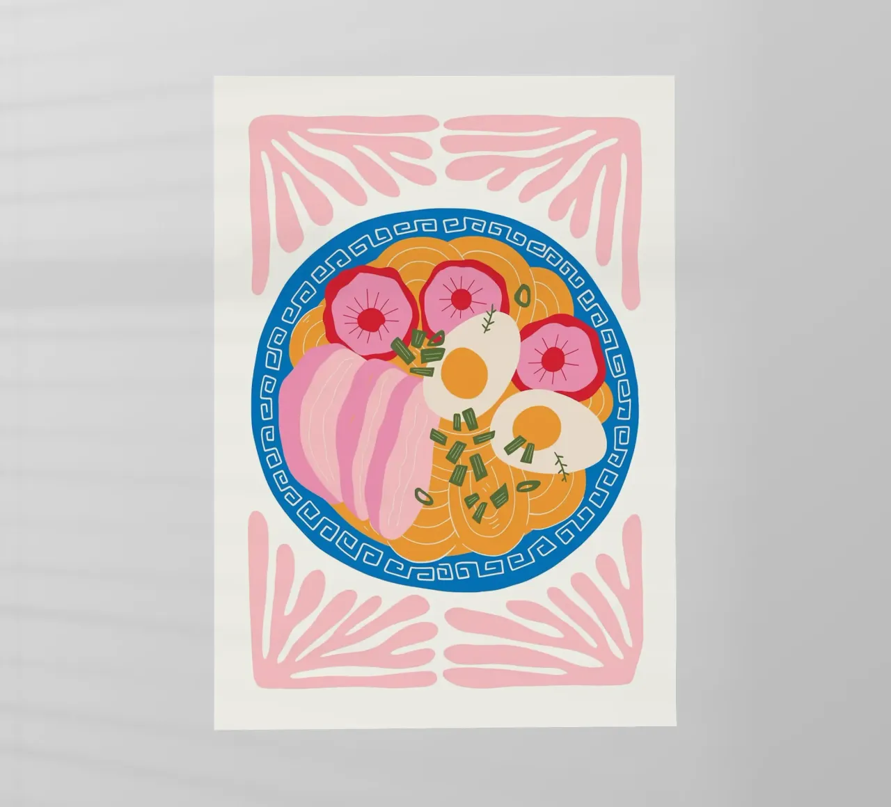 Illustrazione di una ciotola di ramen pellicola backlit da bazi