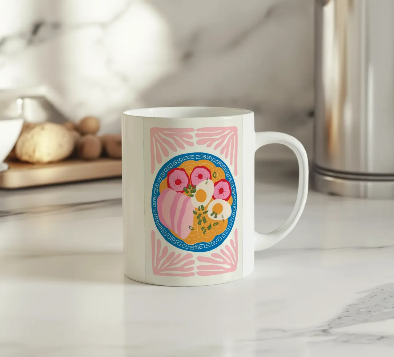 Illustrazione di una ciotola di ramen tazza in ceramica da bazi