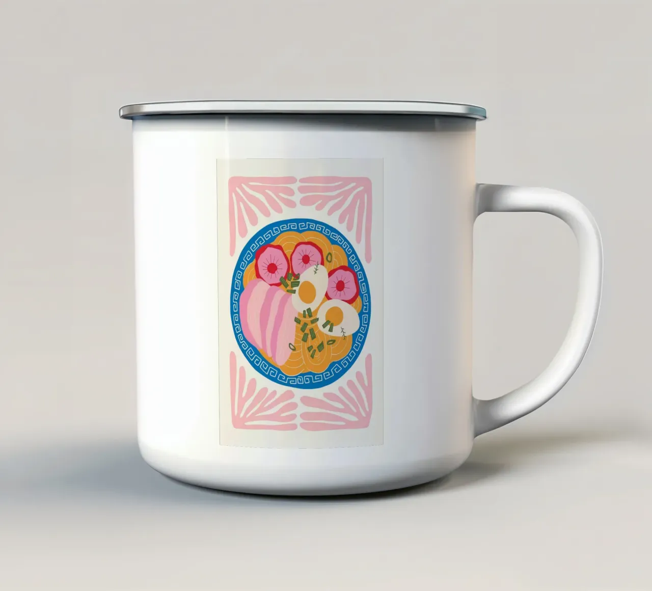 Illustrazione di una ciotola di ramen tazza in smalto da bazi
