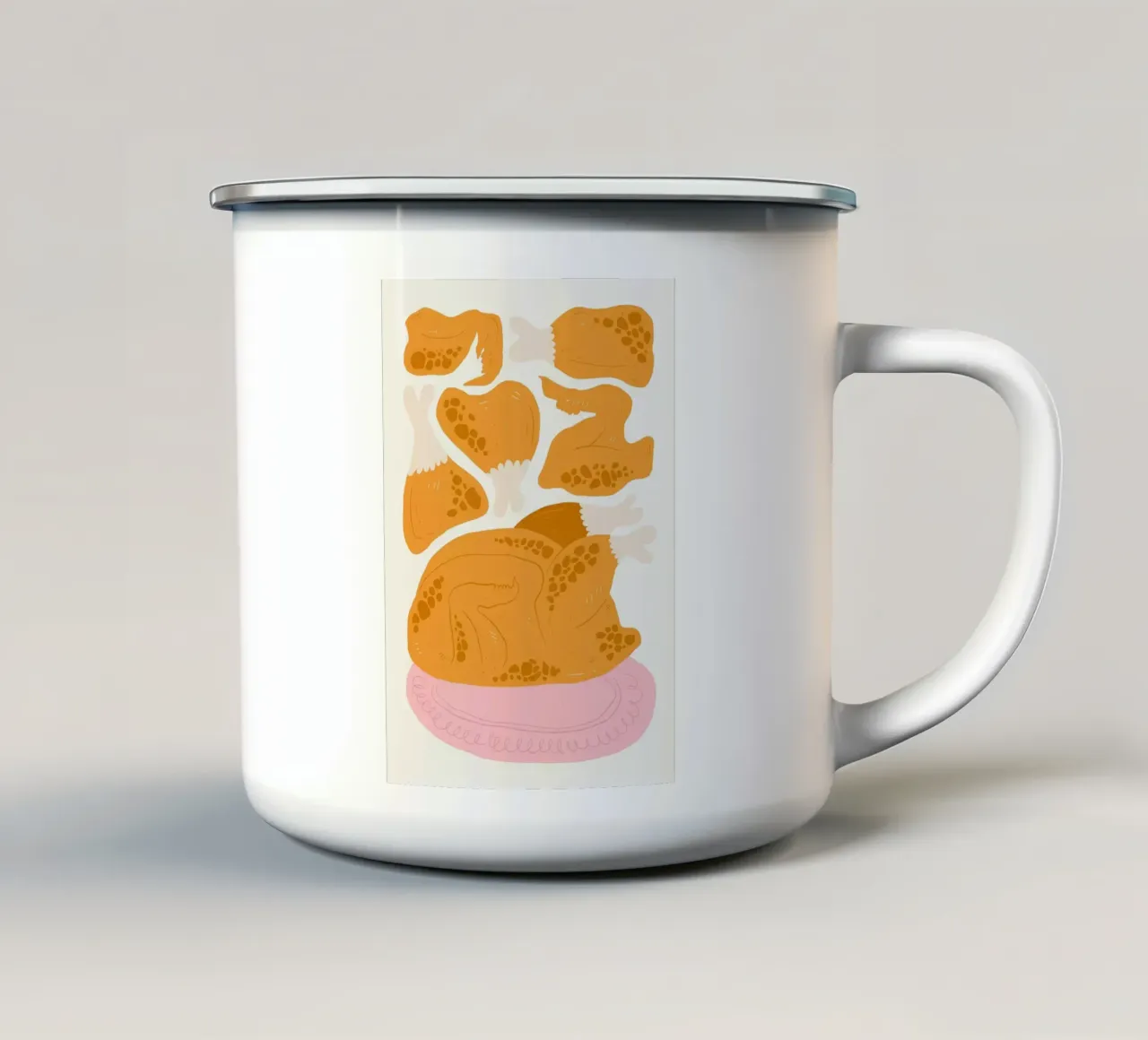 Illustrazione del pollo arrosto tazza in smalto da bazi