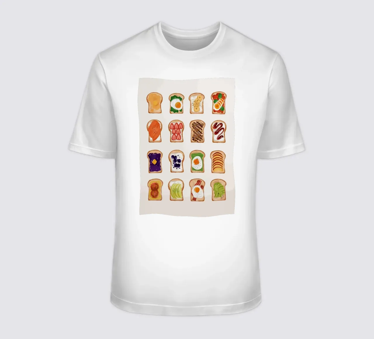 Pane tostato con vari condimenti t-shirt da bazi
