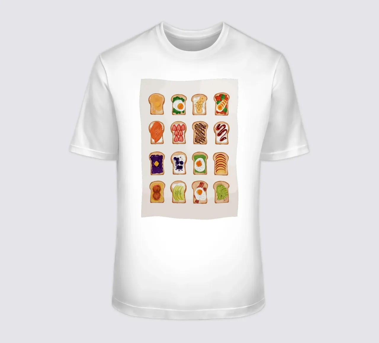 Pane tostato con vari condimenti t-shirt da bazi