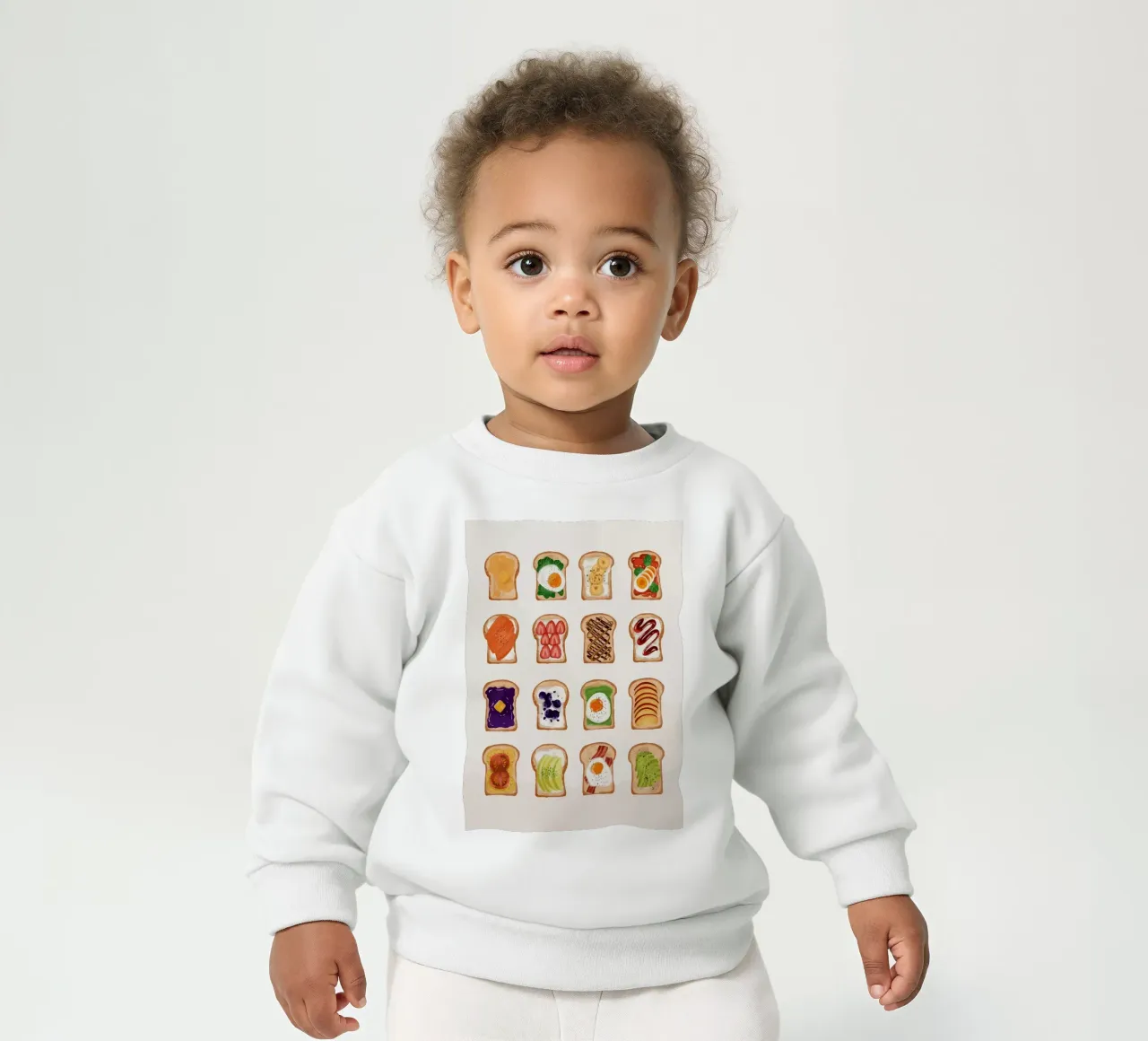 Pane tostato con vari condimenti felpa neonato da bazi