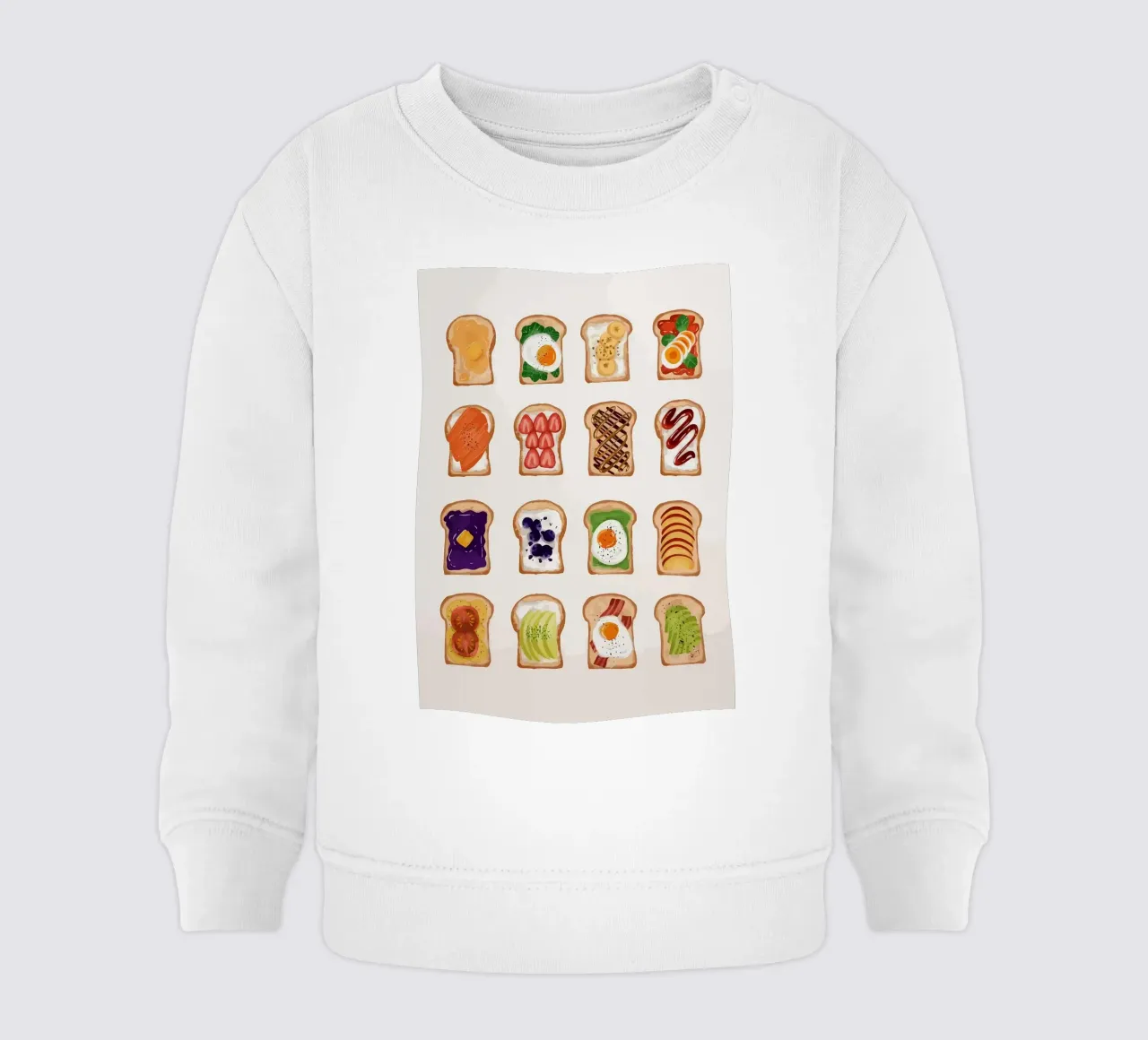 Pane tostato con vari condimenti felpa neonato da bazi