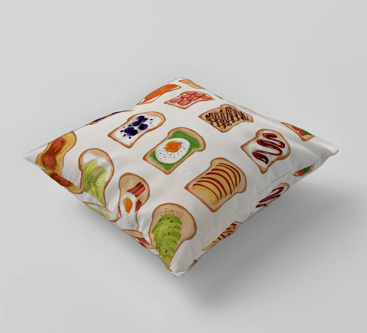 Pane tostato con vari condimenti cuscino da bazi