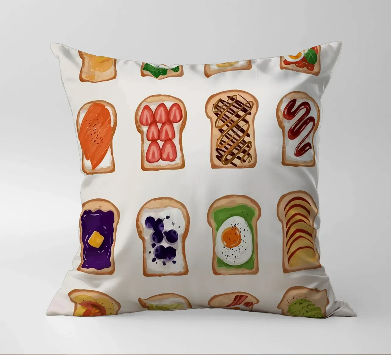 Pane tostato con vari condimenti cuscino da bazi