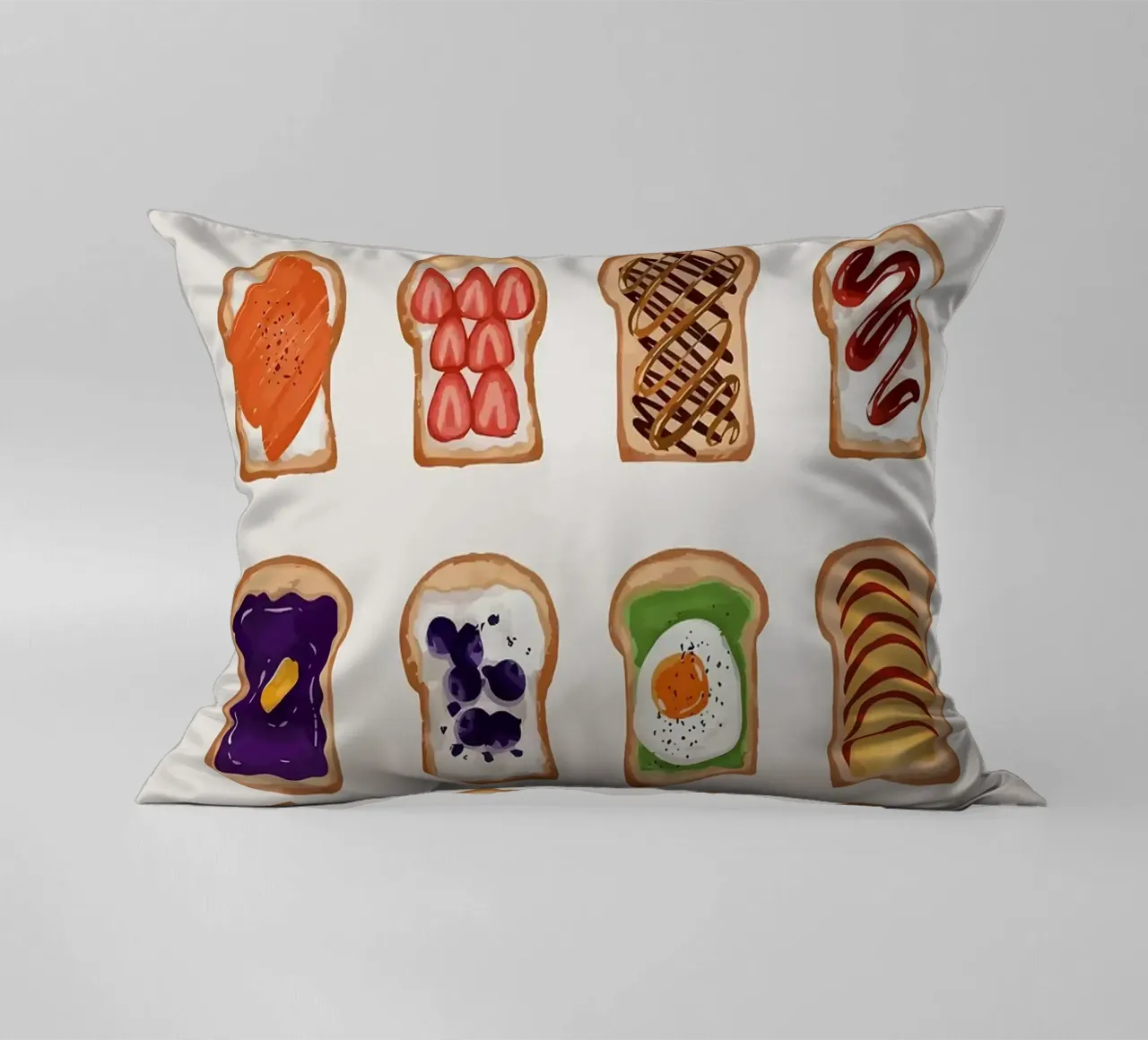 Pane tostato con vari condimenti cuscino da bazi