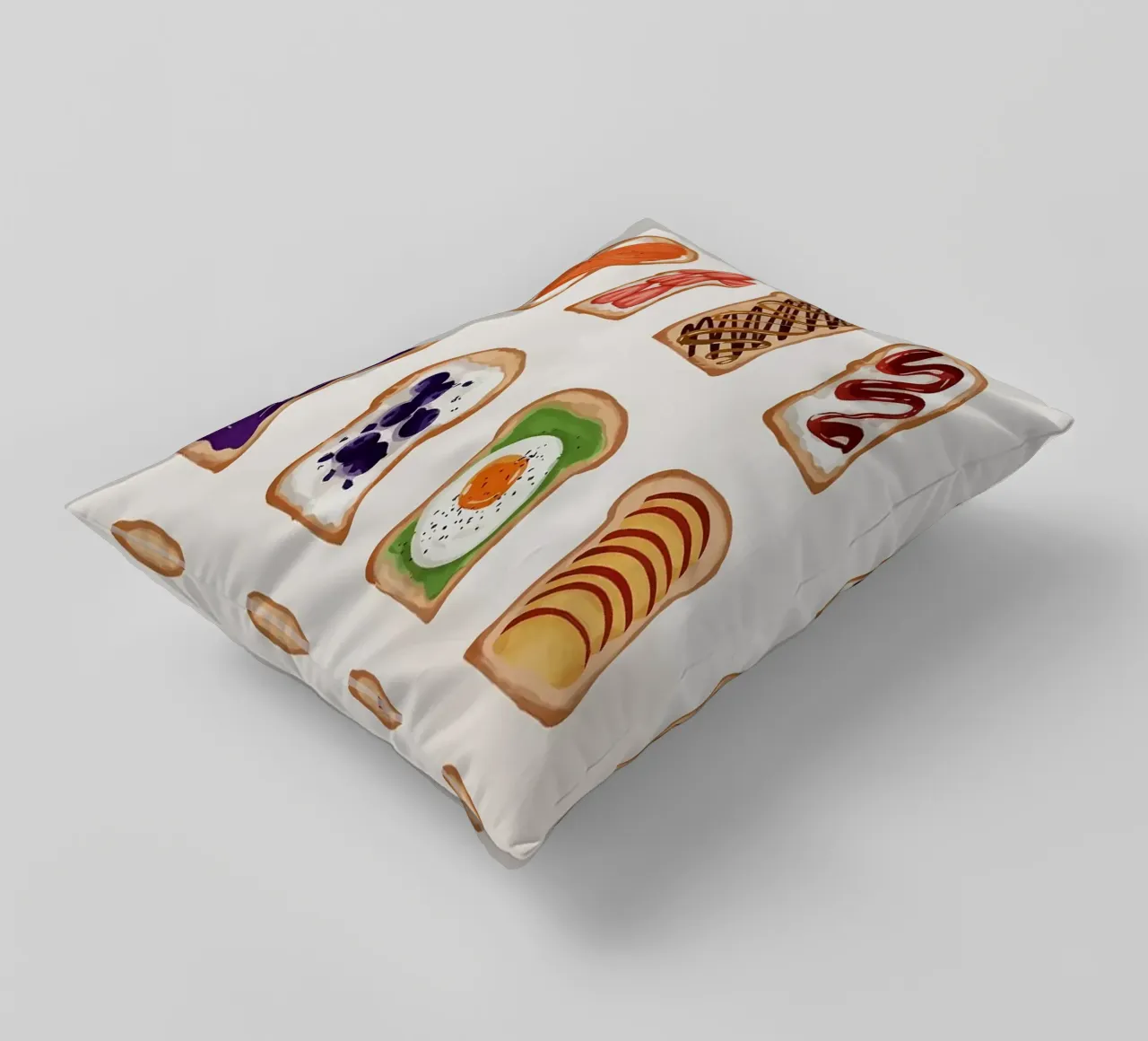 Pane tostato con vari condimenti cuscino da bazi