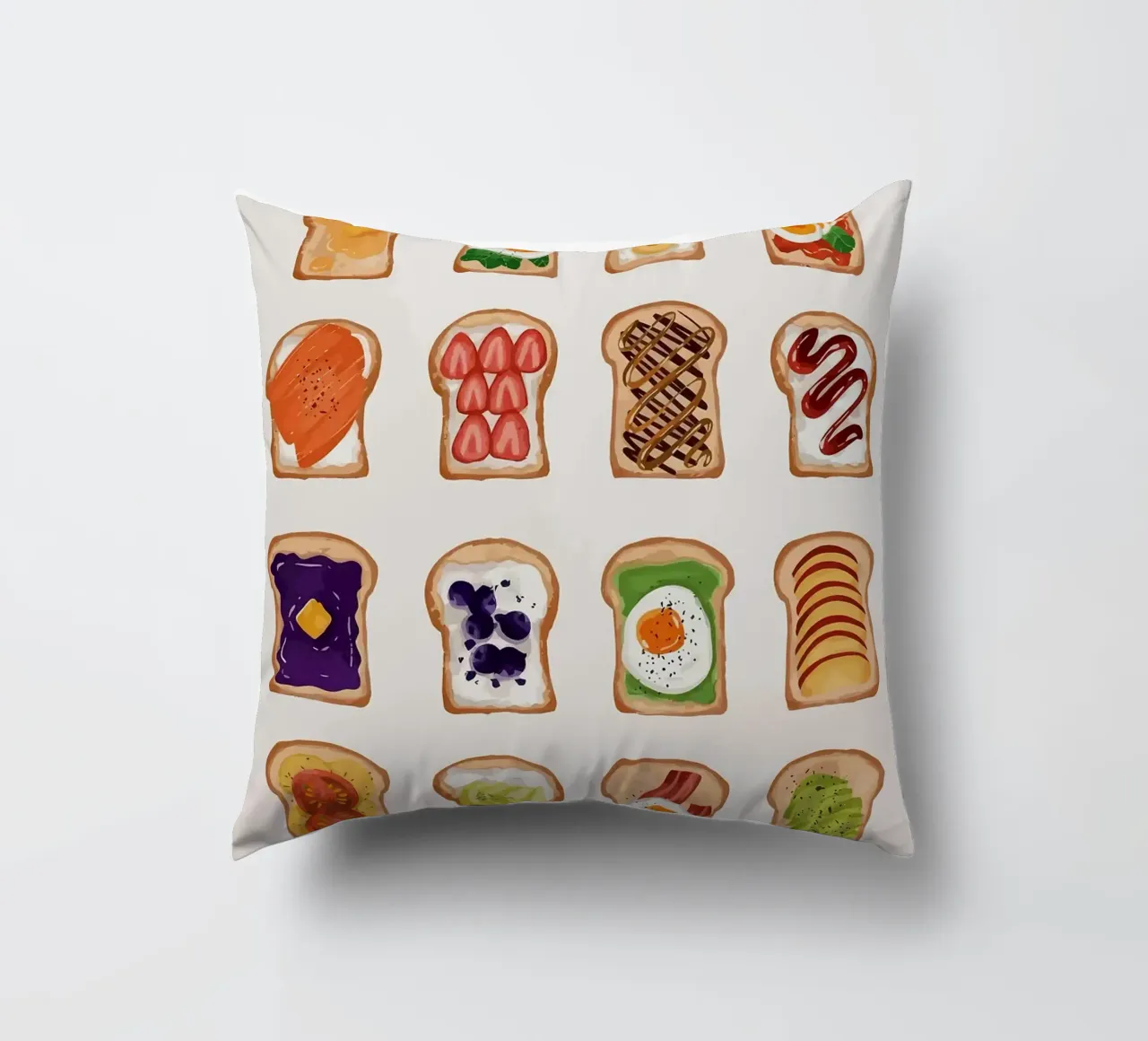 Pane tostato con vari condimenti cuscino da bazi