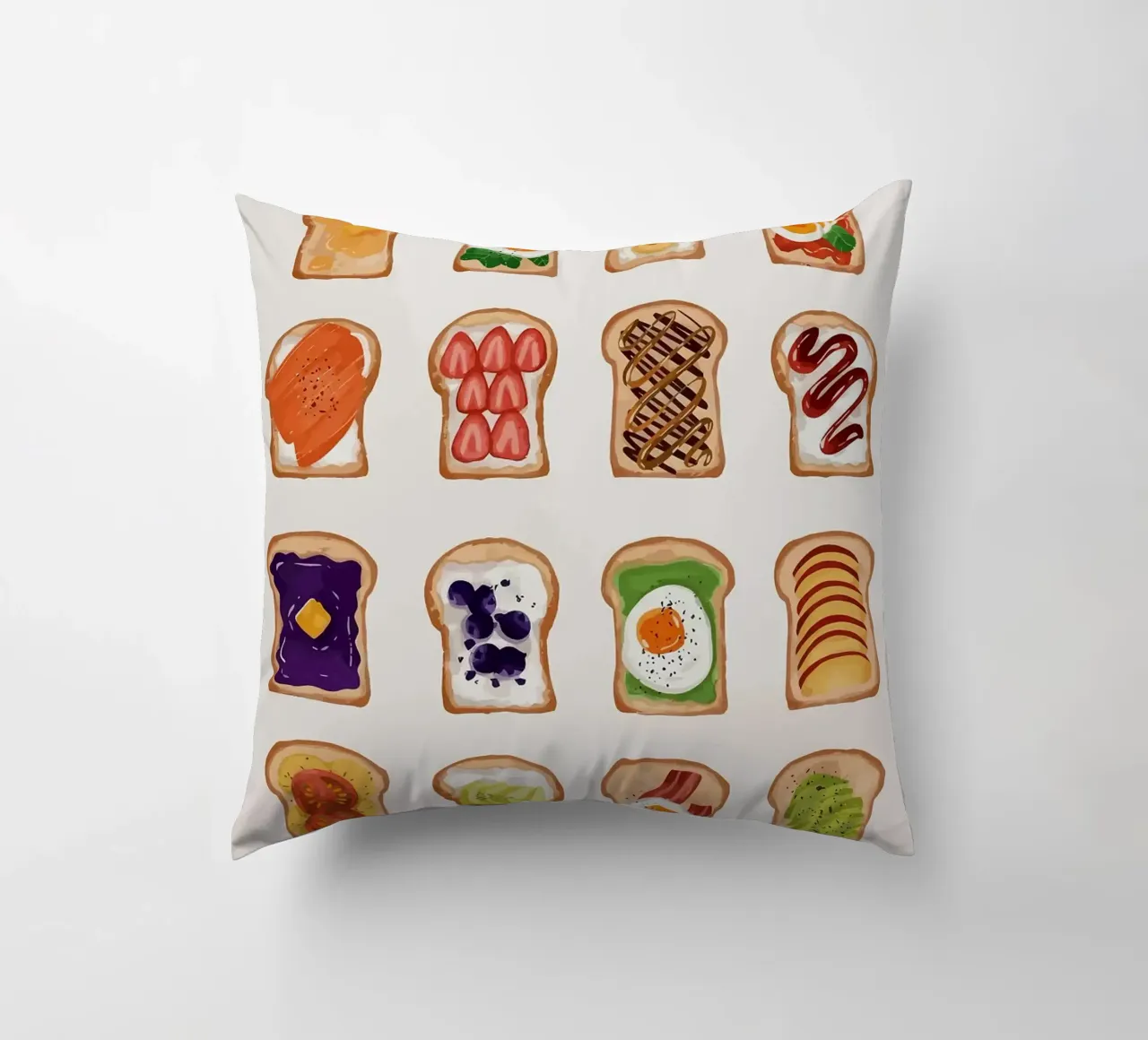 Pane tostato con vari condimenti cuscino da bazi