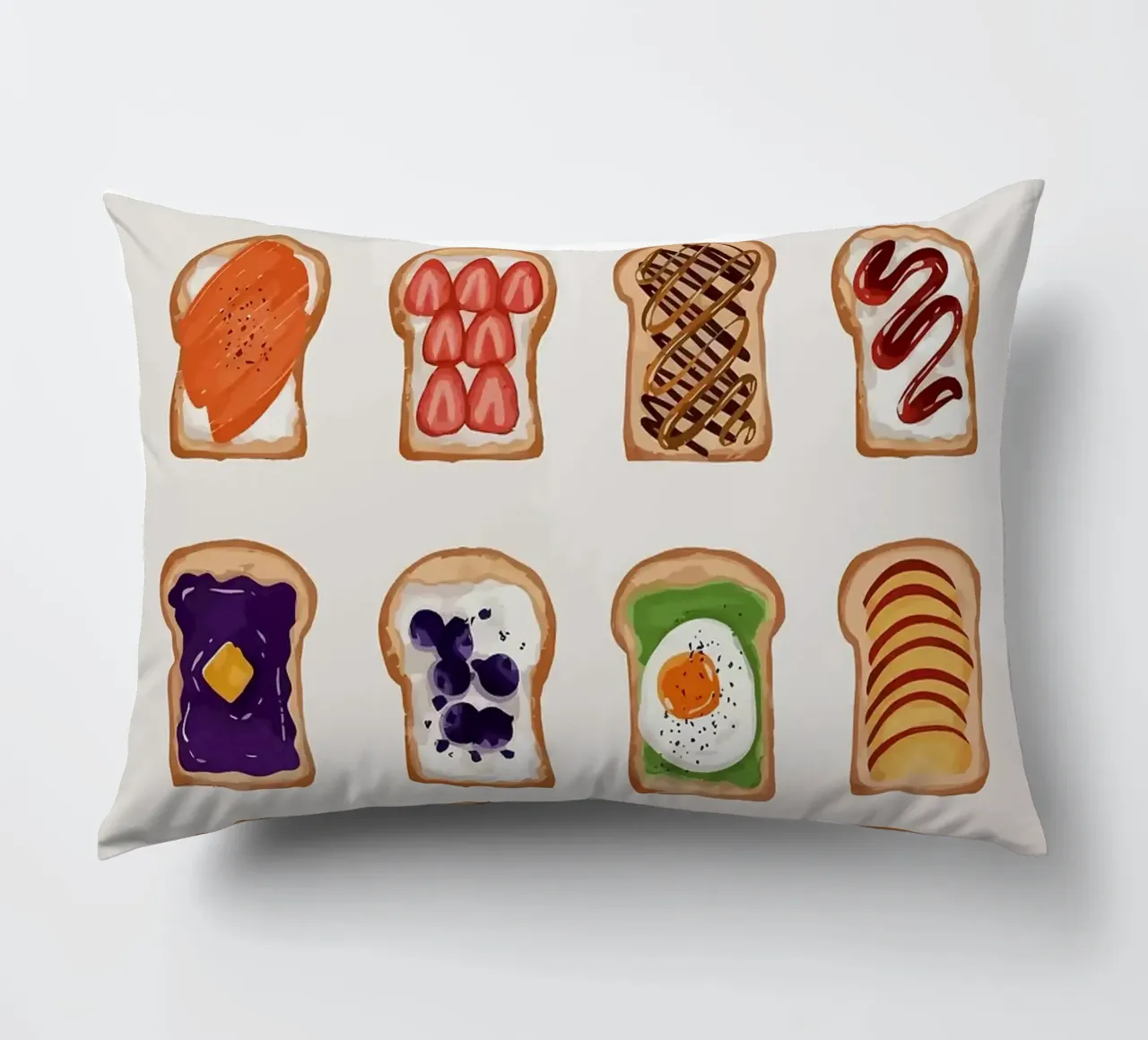 Pane tostato con vari condimenti cuscino da bazi